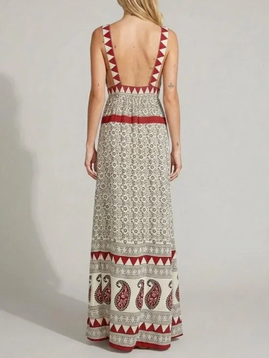 NWOT RARE Jen’s Pirate Booty Paisley Deep V Maxi Dress | Boho Southwestern Indie - Picture 5 of 16